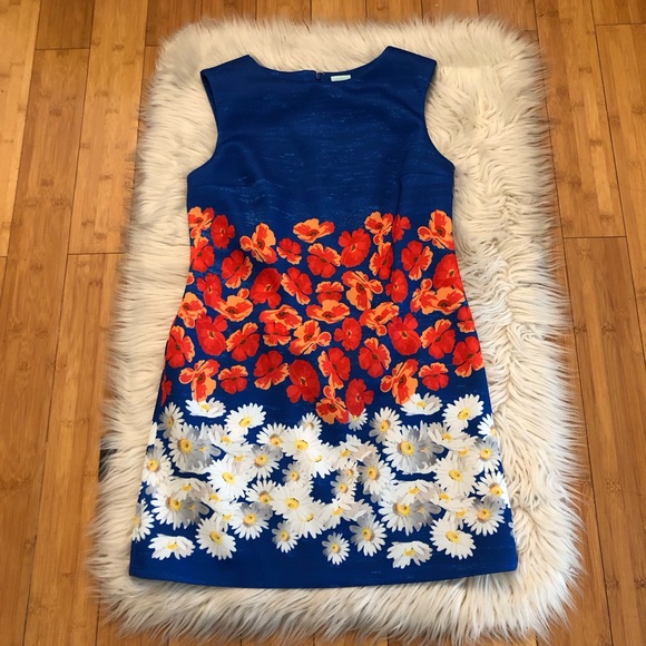 Plenty By Tracy Reese Jane Realistic Floral Daisy Poppies Prints Sheath Dress SP - Picture 2 of 12